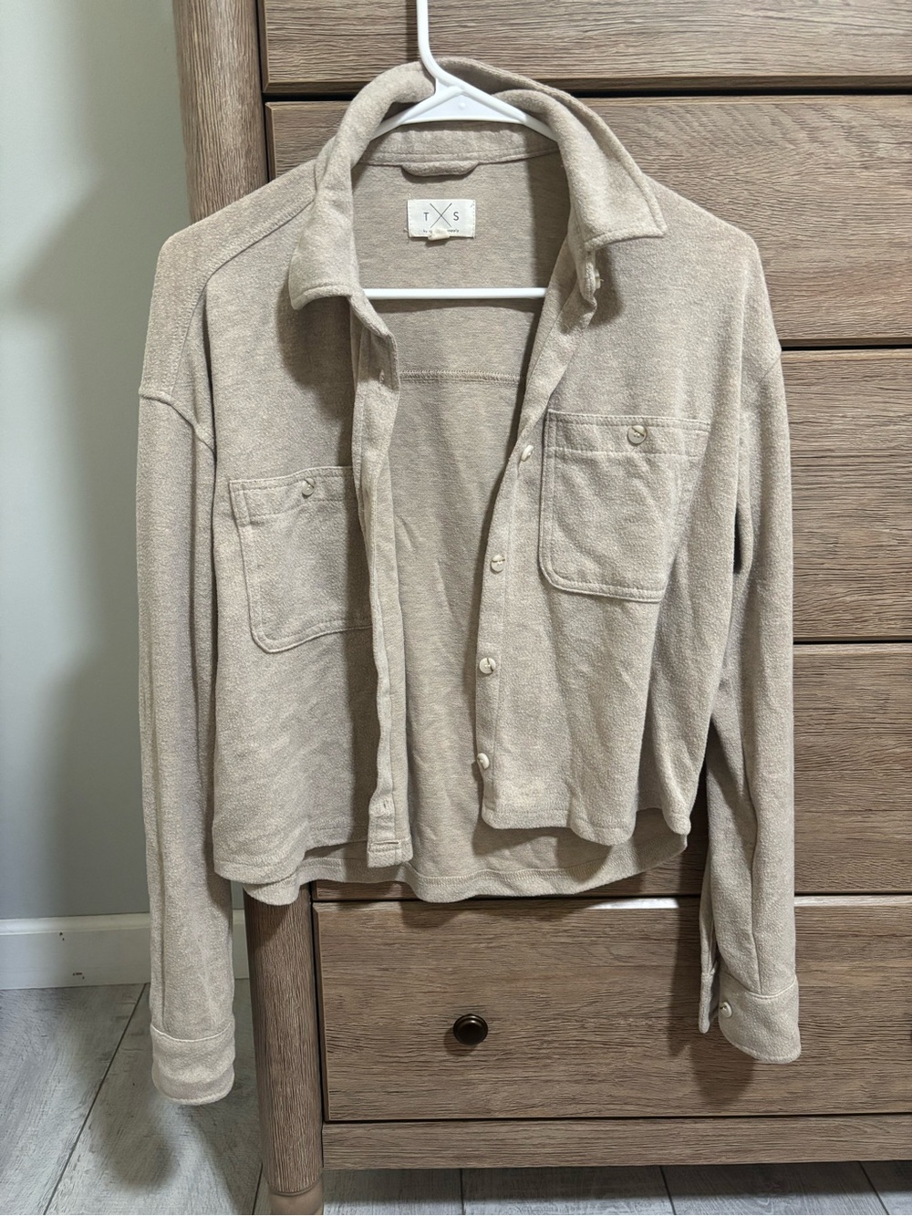 Thread & Supply Beige Button-Front Shirt Jacket